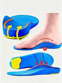 1 Pair Arch Support Pads/3D Arch Support Insoles, Deep Heel Cup Design Provides Stability; Unisex Arch Support Massage Insoles With Shock Absorption, Suitable For Running, Sports And Work Boots, Especially For Long-Term Standing Use. - Multicolor - View 1