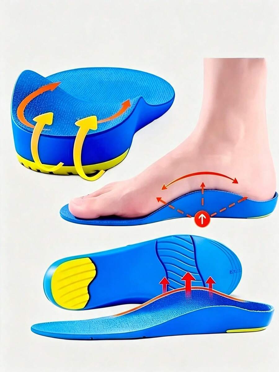 1 Pair Arch Support Pads/3D Arch Support Insoles, Deep Heel Cup Design Provides Stability; Unisex Arch Support Massage Insoles With Shock Absorption, Suitable For Running, Sports And Work Boots, Especially For Long-Term Standing Use. - Multicolor - View 1