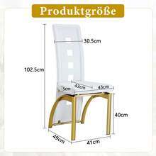 Esszimmerstühle - Weiß+Gold + Metall + PU-Leder + 2er-Set - Übersicht 11