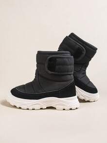 1 Pair Boys Black High-Top Thermal Lined Warm Comfortable Snow Boots Suitable For Winter - Black - View 5