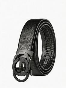 3-Color Geometric Buckle Men's Automatic Belt, 47-Inch Extended Length, Flexible PU Faux Leather, Commuter Casual Style - Multicolor - View 4
