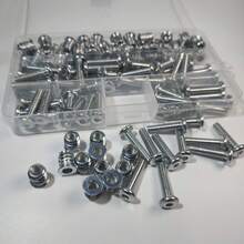 102pcs Threaded Inserts For Steel-Made, Screw In Nut Fastener Connector, Steel Hex Drive Nut Maintenance And Fastening For Household Office Furniture (Silver, Combination Of M6*15mm Nut And M6*25mm Bolt), Two Free Allen Wrenches. - A - View 1