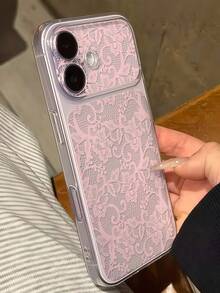 1pc Transparent Light Pink Lace Floral Vine Personalized Minimalist Shockproof Soft TPU Phone Case Full Coverage Anti-Stain Protective Shell Compatible With Apple 18 17 16 15 14 13 12 11 Pro Max Air - Multicolor - View 3