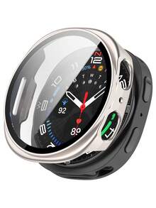 3 In 1 Case With Tempered Glass Screen Protector Compatible With Samsung Galaxy Watch 8/9 40mm 44mm Ultra-Thin Full Coverage Hard PC Anti-Scratch Anti-Slip Anti-Collision High-Definition Protective Case Galaxy Watch 8/9 Protective Shell 44mm 40mm Sports Accessories Classic Watch 9 Watch 8 Unisex, Black/Transparent/Rose Gold/Starlight - Integrated Case and Film - View 13