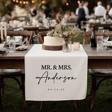 1 pieza Camino de mesa de boda personalizado, texto personalizable, adecuado para recepciones de boda elegantes y ocasiones especiales - Multicolor - Ver 6