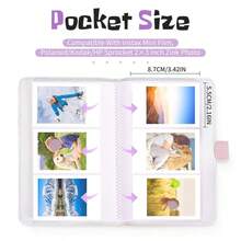 1pc 108-Slot Mini Photo Album PU Leather Photo Card Storage Book 2x3 Inch Photo Wallet Style Collection Album Mini Kpop Idol Lomo Card Holder - Multicolor - View 7