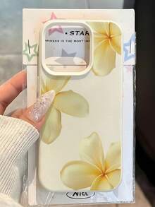 1件 白色啞光極簡鏡頭保護淺黃色扶桑花圖案手機殼 個性化適用於 iPhone 16 Pro Max/17/16/15/14 Plus/13/12/11/Air 及系列 - 彩色 - 查看 2