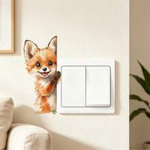 1PC Cute Fox Light Switch Wall Decal, Self‑Adhesive Removable Sticker, Lovely Animal Wall Decor For Bedroom, Kitchen, Bathroom & Kids Room, Room Decor, Autumn Bedroom Decor, Back To Shcool - Multicolor - View 6