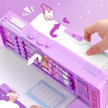 Cute Rabbit Purple Code Pencil Case, Multi-Functional Lockable Pencil Box, Children's Learning Storage Box, Erasable Whiteboard Design, Pink Cartoon Pencil Case, Comes With Erasable Whiteboard Marker - Multicolor - View 5