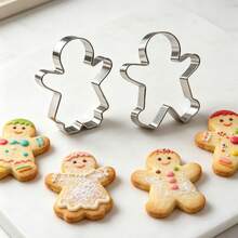 Christmas Cookie Cutters Large 4.5-3.1 Inch, Set | Gingerbread Boy & Girl Shapes, Stainless Steel, Perfect For Winter Holiday Baking - View 3