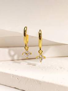 1 Pair Clover Earrings, Fashionable Luxury Elegant Style Exquisite Ear Jewelry, Suitable For Daily Wear - Gold - View 11
