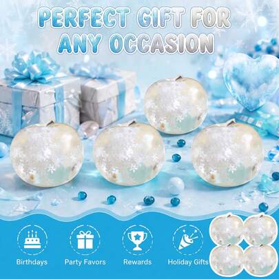1pc Crystal Snowflake Apple Squeeze Toy, Non-Edible Soft Stretchable TPR Material Stress Relief Toy, Novel Winter Fruit Theme Anti-Stress Toy, Suitable For Children And Adults, Halloween Holiday Gift