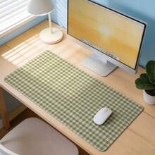 Modern Minimalist "Ins Style" Green Plaid Design, High-Quality Rubber Base, Fashionable And Durable Desk Mat, Suitable For Decorative Desk Pad, Gaming Mouse Pad Or Extra Large Mouse Pad - Mouse Pad - View 3