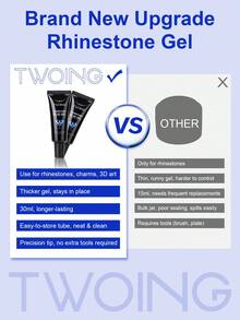 TWOING 30ml Rhinestone Nail Glue, Ultra-Strong UV/LED Curing Nail Decoration Adhesive, Suitable For Gems, Crystals, Jewelry And 3D Nail Art Decorations, Long-Lasting DIY Nail Glue - 30g - View 6