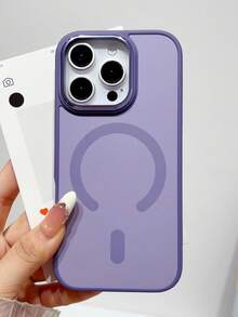 Luxury Colorblock Mech Metal Lens Protector Magnetic Phone Case Compatible With IPhone 18 Pro Max 18Pro 17 Pro Max 17Pro 16 15 14 13 Pro Max Wireless Charging Soft Shockproof Cover - Purple - View 3