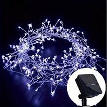 Solar Powered Fireworks String Lights, 100LED/200LED, Christmas Decoration, 8 Modes Copper Wire Lights, Outdoor Party String Lights, Christmas Tree, Christmas And Halloween Decoration, Living Room And Garden DIY Decorative Lights - White - View 7