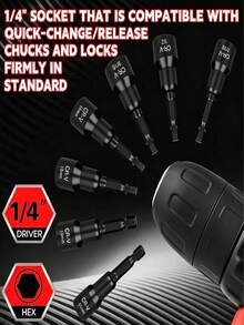 Set 15 buah Mata Bor Obeng Mur Magnetik CR-V, Mata Bor Soket Metrik SAE Gagang Heksagonal 1/4", Soket Mur Tugas Berat dengan Kotak Penyimpanan Cangkang Keras, Cocok untuk Bor Listrik, Perbaikan Mobil, dan Proyek DIY Rumah Tangga - set 15 buah - View 7