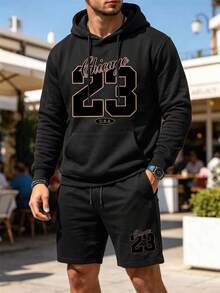 Men Hoodie Co-Ords - Black - View 1