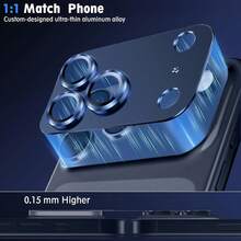 Yezodawee 相機鏡頭保護貼，適用於 iPhone 18 Pro Max 17 Pro Max - [防碎] [強黏性] [相容手機殼] 金屬後置相機螢幕保護貼 (藍色) - 藍色 - 查看 3
