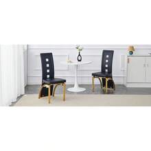 Matstolar - Svart+Guld + Metall + PU-läder + 2-pack - Visa 8