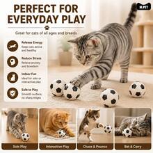 4pcs Cat Soccer Toys - Interactive Rolling Balls, Suitable For Kittens And Adult Cats, Lightweight And Durable, Indoor Entertainment - Black and White - View 5
