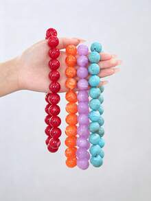 1pc High-End Elegant Jade Beaded Necklace, Summer Beach Vacation Style Gemstone Beaded Necklace, Women's Jewelry Niche Design Premium Accessory Gift - Beads - View 12