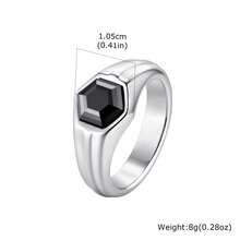 1 buah Cincin Perak Cor Heksagonal Stainless Steel Vintage dengan Zirkonia Hitam untuk Pria, Aksesori Perhiasan, Hadiah Liburan - RC985S - View 8