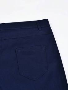 Apperloth A Plus High Waist Pocket Zipper Fly Solid Skinny Trousers - Royal Blue - View 9