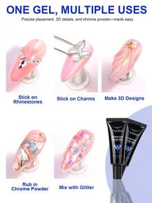 TWOING 30ml Rhinestone Nail Glue, Ultra-Strong UV/LED Curing Nail Decoration Adhesive, Suitable For Gems, Crystals, Jewelry And 3D Nail Art Decorations, Long-Lasting DIY Nail Glue - 30g - View 3
