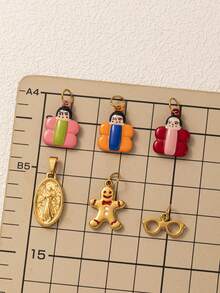 1pc Quirky Mixed Pendant, Exquisite Cartoon Style, 18kpvd Gold Plated 316 Stainless Steel Material, Waterproof And Fade-Resistant, Suitable For DIY Creative Necklace, Bracelet, Earring, Bag Chain, Keychain, Waterproof And Sweat-Resistant, Suitable For Daily Casual Wear - Multicolor - View 3