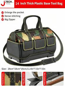 [Heavy Duty Tool Bag]ODIS ELECTRIC 14-Inch, 17-Inch, 19-Inch Heavy Duty Waterproof Tool Bag - Multiple Compartments, Camouflage Oxford Cloth Storage Bag, Wide Opening And Shoulder Strap, Durable Electrician Tool Case, Suitable For Power Tools And Hand Tools - Camouflage Tool Bag With Plastic Base (14-inch) - View 11