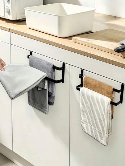 Rak Handuk Gantung Dua Lapis untuk Lemari Dapur, Rak Handuk Tanpa Pengeboran untuk Pintu Lemari, Dapat Menggantung Handuk Tangan, Kain Lap, dan Handuk, Rak Gantung Belakang Pintu Lemari, Cocok untuk Kamar, Rumah, Dekorasi Kamar Mandi, Perlengkapan Perjalanan, Perlengkapan Asrama, Universitas