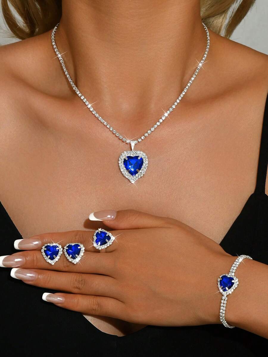 Baolan Love Rhinestone Jewelry Set, Deep And Eye-Catching, Suitable For Dinner Parties, Themed Dances, Anniversary Parties