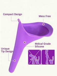 3pcs Women's Transparent & Pink Portable Silicone Standing Urinal Cup Set, Foldable & Reusable, Easy Alignment & Leak-Proof Design, Compact Travel Kit, Outdoor Camping Female Urination Solution, Holiday Long-Distance Travel Essential (Random Color & Style) - Multicolor - View 8