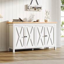 Aparador Moderno Blanco 4 Cajones - Espacio de Almacenamiento Multifuncional MDF - Blanco - Ver 1
