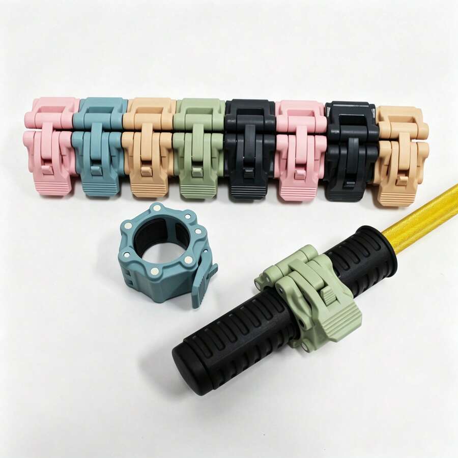 50mm Barbell Safety Lock Clips Color Plastic Spring Collars Barbell Shaft Fixed Buckle Accessories 50mm Magnetic Snap Fastener - Multicolor - View 1