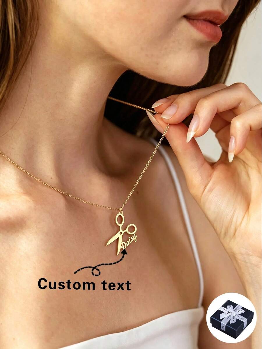 1pc Fashion Personalized Gentle Exquisite Customized Name Necklace, Fashion Personalized Jewelry, Fashion Accessory, Best Gift For Friends And Family, Suitable For Daily, Party, Christmas And Other Occasions, Elegant Hip-Hop Style, Suitable For Thanksgiving, Christmas, Easter, Valentine's Day And Other Holidays. Gold, Fashion, Colorful, Vintage, Minimalist, Suitable For Anniversary - Multicolor - View 1