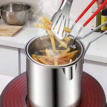 Stainless Steel Mini Frying Pan, Deep Fryer, Small Household Oil Pot With Strainer, Mini Frying Pan Suitable For Induction Cooktop, Used For Heating Milk, Frying French Fries, Chicken, Rice, Cauliflower, Chicken Nuggets And Other Ingredients, Convenient And Practical Small Frying Pan - View 7