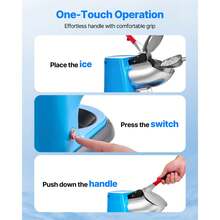 Ice Crusher Machine, 220lbs Per Hour Electric 4 Blades Snow Cone Maker, Stainless Steel Shaved Ice Machine With Bowl And Cover, 300W 1400RPM Ice-Shaver For Home And Commercial Use, Blue - 300W 1400RPM - View 4