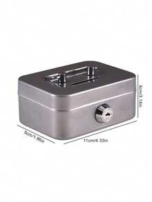 Silver Metal Mini Cash Box With Key Lock & Top Coin Slot, Portable Lockable Piggy Bank With Carry Handle, Secure Storage Box For Cash Coins Jewelry Valuables, Money Saving Box For Home Office, Ideal Gift For Adults & Kids - Multicolor - View 4