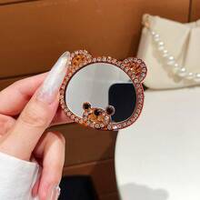 Light Luxury Rhinestone Bear Makeup Mirror Air Cushion Phone Case Back Sticker Universal Adhesive Highly Attractive Thin Portable Stand For Women - Multicolor - View 20