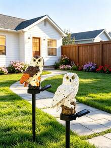 1pc Owl Shaped Solar Powered Ground Light, Wireless Outdoor Landscape Decorative Light, Suitable For Yard, Lawn, Porch, Garden Holiday Decoration - Multicolor - View 4