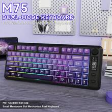 ATTACK SHARK * FREEWOLF M75 Wireless Gaming Keyboard, RGB Backlit Rechargeable 2000mAh Battery, Compact Membrane Feel Mechanical Keyboard With Smart Display And Knob, PBT Gradient Keycaps, Suitable For PC Gamers - Blackberry/Grape Purple/Moonlight - Multicolor - View 10