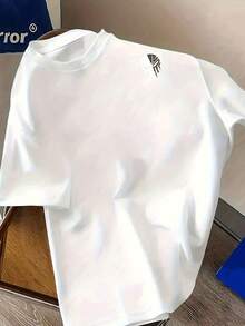 Men's Solid Graphic Sport T‑Shirt, Casual Daily Essential Tee, Autumn Outfit, Fast Local Shipping - 白色 - 查看 2