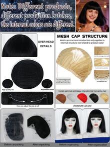Black Straight Bob Wig With Bangs, Heat‑Resistant Synthetic Hair Wig, Gothic Halloween Cosplay Party Short Short Shoulder Length Wigs For Men Women - Black - View 10