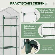 Outsunny Greenhouse With Shelves And Roll-Up Door 70 X 50 X 160 Cm White+Green | Winter-Proof, Plastic Greenhouse, Greenhouse, Tomato House, Tomato Greenhouse, For Tomatoes, Vegetables, Flowers, Plants - White - View 6