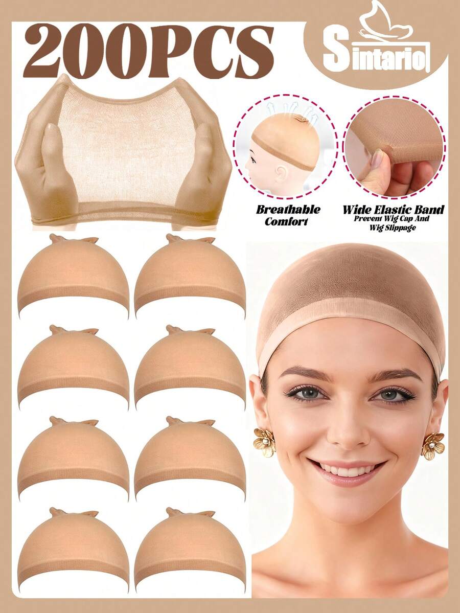 Ultra-Thin Breathable Nylon Wig Cap, Elastic Tulle Stocking-Style Wig Liner Cap, Loose Elastic Band Hair Net Cap, Suitable For Women's Wig Wearing And Cosplay