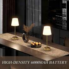 Rechargeable Cordless Table Lamps, Touch Control & Stepless Dimming, 6000mAh Rechargeable Battery, Gold Vintage Table Lamps For Bedroom - Gold - View 4