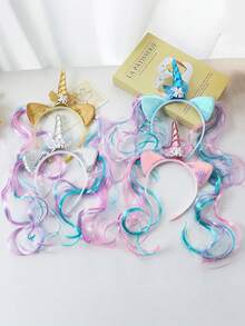 1pc Women's Cute Unicorn Hairband, Cartoon Pony Animal Hairpin, Party And Event Headwear Accessory - Multicolor - View 2