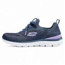 Skechers 女款網布透氣走路鞋 舒適防滑低筒休閒鞋 - 海軍藍色 - 查看 4